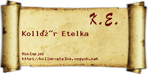 Kollár Etelka névjegykártya