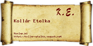 Kollár Etelka névjegykártya